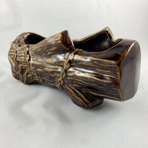 Vintage 1953 McCoy Pottery Log Planter, Glazed Ceramic, Antique, Rustic